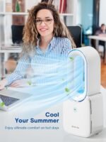 let'me Desk Fan, Portable Bladeless Fan 11.8 inch Small Personal Cooling Fan with 5 Colors Touch Control LED Light, Quiet Table Fan for Office, Home, Bedroom - Image 10