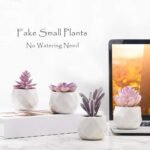 CADNLY Fake Succulent Plant Set - Artificial Desk Plants for Women Desk - Realistic Faux Succulents in Ceramic Pots - Mini Purple Decor for Bedroom Bathroom Office Shelf 4 Pack - Image 5