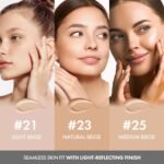 Blending Cushion 4-in-1 Korean Cushion Foundation with Italian Caviar, Collagen & Hyaluronic Acid - 12HR Long Lasting, Hydrating & Age-Defying Makeup Concealer 0.44 oz (#23 Natural Beige) - Image 6