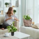 16 inch Artificial Plants Indoor Realistic Touching Evergreen Leaf Fake Plant with Creamic Black Pot for Home Office Living Room Bathroom Office Table Bookshelf Decor - Image 6