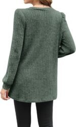 OFEEFAN Long Sleeve Shirts for Women Long Sweaters with Pockets Tunic Tops Loose Fit - Image 5