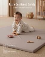 Blissful Diary Vegan Leather Baby Play Mat, 50x50 Thicken Foam Cushioned & Waterproof Playpen Mat for Infants and Toddlers, Stylish and Just Wipe-Clean Playmat for Baby Play on Floor, Taupe - Image 6