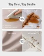 Blissful Diary Vegan Leather Baby Play Mat, 50x50 Thicken Foam Cushioned & Waterproof Playpen Mat for Infants and Toddlers, Stylish and Just Wipe-Clean Playmat for Baby Play on Floor, Taupe - Image 8