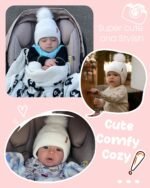 Toddler Baby Winter Hat Warm Fleece Lined Knit Kids Hat with Earflap Infant Newborn Pom Pom Beanie Knit Cap Girls Boys - Image 5