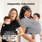 KeaBabies Baby Wrap Carrier - All in 1 Original Baby Carrier Newborn to Toddler Sling, Easy to Wear, Hands Free Bonding, Lightweight, Breathable Infant Wraps (Trendy Black) - Image 5