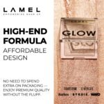 LAMEL Glow Highlighter: Face Make Up & Contour Palette in Deep, Vibrant Colors - Natural Shimmer - Compact Size & Perfect for Travel - Cruelty Free - 3.8gr/0.13 oz 402 (Sun) - Image 6