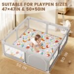 Baby Play Mat for Floor, 50x50 Inch Playmat for Playpen, Thicken Soft Padding Sponge Playmats for Babies and Toddlers Infants, Foldable and Machine Washable Crawling Mat - Image 3