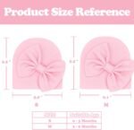 Sarfel 4 Pack Baby Hats 0-6 Months Newborn Hats for Girls with Bow Infant Hat Newborn Beanie Baby Hat and Mitten Set Cotton - Image 7
