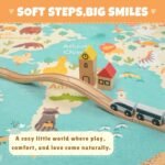 Washable Kids Playroom Rug – 5x7 Play Rug for Preschool Toddlers, Baby Girls, Educational with Cute Animals – Non-Slip, Stain Resistant, Soft & Safe for Bedroom, Play Room and Classroom - Blue - Image 4