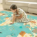 Washable Kids Playroom Rug – 5x7 Play Rug for Preschool Toddlers, Baby Girls, Educational with Cute Animals – Non-Slip, Stain Resistant, Soft & Safe for Bedroom, Play Room and Classroom - Blue - Image 5