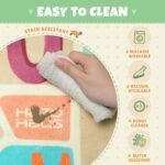 Washable Kids Playroom Rug – 5x7 Play Rug for Preschool Toddlers, Baby Girls, Educational with Cute Animals – Non-Slip, Stain Resistant, Soft & Safe for Bedroom, Play Room and Classroom - Blue - Image 8