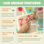 Washable Kids Playroom Rug – 5x7 Play Rug for Preschool Toddlers, Baby Girls, Educational with Cute Animals – Non-Slip, Stain Resistant, Soft & Safe for Bedroom, Play Room and Classroom - Blue - Image 9