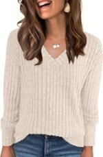 ANRABESS Long Sleeve Shirts for Women V Neck Casual Fall Tops Loose Fit Lightweight Sweaters Tunic Fashion 2025 Clothes - Image 2