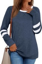 AUTOMET Womens Long Sleeve Shirts Color Block Casual Crewneck Tops Tshirt Basic Tee Fall Fashion Winter Clothing Outfits - Image 2