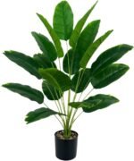 Artificial Bird of Paradise Plant 28“, 18 Trunks, Faux Palm Tree in Pot for Indoor/Outdoor Décor - Image 2