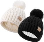 Baby Beanie Hats with 2-Pack,Warm Winter Hats for Boys and Girls,Infant Fleece Lined Toddler Baby Hats for 0-36 Month - Image 2