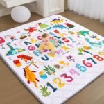 Baby Play Mat - Thicken 71x59 Inch Soft Foam Crawling Mat for Playpen & Floor, Non-Slip Waterproof Playmats for Infants & Toddlers, Portable Foldable & Machine Washable, Dinosaur & Letters - Image 2
