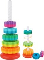 Baby Spinning Stacking Toys for Toddlers 1-3, Rainbow Ring Stacker Montessori Toys for Babies 6-12 Months, 1 2 3 One Year Old Girl Boy Christmas Birthday Gifts, Autism Sensory Learning Toy - Image 2