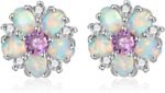 CiNily Flower Earrings,Opal Stud Earrings Sterling Silver or White Gold/Rose Gold Plated Ladies Flower Stud Earrings Cute Unique Earrings for Girls - Image 2