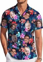 Custom Hawaiian Shirt W/Face for Men Personalized Funny Button Down Hawaiian Shirts w/Photo Tropical Beach Shirts - Image 2