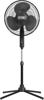 EZ-CHILL 16” Oscillating Pedestal Fan, 3-speed Options, 90-Degree Oscillating Head, Adjustable Height and Tilt, Powerful Air Flow, Black, MTFS-16B-BLK - Image 2