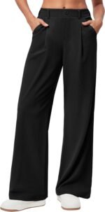 Ewedoos Wide Leg Pants Woman Stretchy Work Dress Pants Women Pull on Business Casual Slacks Trousers Fall Outfits 26"/28" - Image 2