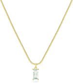 FUNEIA Diamond Necklaces for Women 14K Gold Plated Emerald Birthstone Necklace for Women Mothers Dainty Gold Necklace Blue Green Cubic Zirconia Pendant Necklace Birthday Gifts for Women Jewelry - Image 2