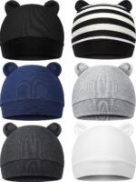 Geyoga 6 Pieces Newborn Baby Hat Bear Ears Infant Caps Baby Boy Girl Toddler Hats Infant Beanie Caps for 0-3 Months - Image 2