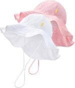 HONGTEYA Baby Sun Hat Toddler Girl Beach Hat Adjustable Outdoor Summer Hat UPF 50+ Sun Protection Wide Brim Infant Kids - Image 2