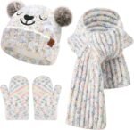 Kids Toddlers Winter Beanie Hats Gloves Neck Scarf Warm Knit Set Gifts for 0 6 12 Months 1 2 3 4-8 Year Old Baby Boys Girls - Image 2