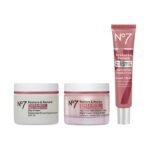 No7 Restore & Renew Face & Neck Multi Action Skincare System - SPF 30 Day Cream with Vitamin C & Collagen Peptides + anti-Aging Facial Serum + Hyaluronic Acid Hydrating Night Cream (3 Piece Kit) - Image 2