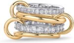 PAVOI 14K Gold Plated Interlocked Stackable Rings for Women - Statement Mixed Metals Multi Ring Stack - Cubic Zirconia Two-Toned Connected Bands Stacking Jewelry - Image 2