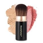 Retractable Kabuki Makeup Brush,Round Head Travel Makeup Brush Portable Brushes for Powder and Liquid Foundation, Bronzer, Blush and other face makeup With Aluminum Handle - Image 2