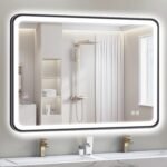 S'bagno 40X28 Black LED Mirror for Bathroom with Frontlit & Backlit, LED Bathroom Mirror with Metal Frame, Anti-Fog, Stepless Dimmable, 3 Colors Temperature LED Vanity Mirror(Horizontal/Vertical) - Image 2