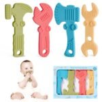 TYRY.HU Baby Teething Toys for Babies 0-6 Months 6-12 Months, BPA Free Silicone Baby Molar Teether Chew Toys, Hammer Wrench Spanner Pliers for Boys Girls, Soft-Textured, Easy to Hold & Clean, 4 Packs - Image 2