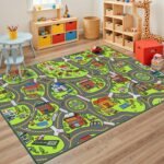 Upgrade Ultra Non Slip Kids Car Rug, Kids Road Playmat Rug for Toy Cars, Educational Town City Map Washable Carpet for Boy Playroom Bedroom, Safer Car Track Play Mat for Children Baby Toddler, 60"x36" - Image 2