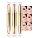 evpct 3Pcs 2In1 Blush Contour Multiuse Makeup Sticks Set, Pink Rose Berry Tan & Nude Brown Creamy Butter Blush Bronzer Contour Multiuse Stick for Cheeks Lips Eyes Faces, Ultra-Creamy Radiant Finish - Image 2